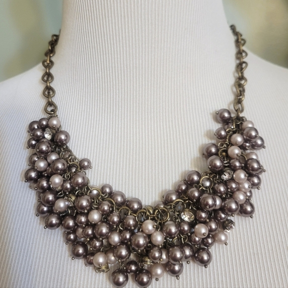 J. Crew Jewelry - J. Crew Pearl Cluster Necklace - Silver and Cream